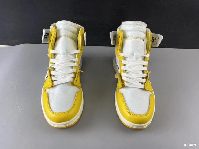 Cheap TBkick x White NRG Dark Powder Air AQ0818-149 Jordan Yellow-Cone 1 Off-White 0802